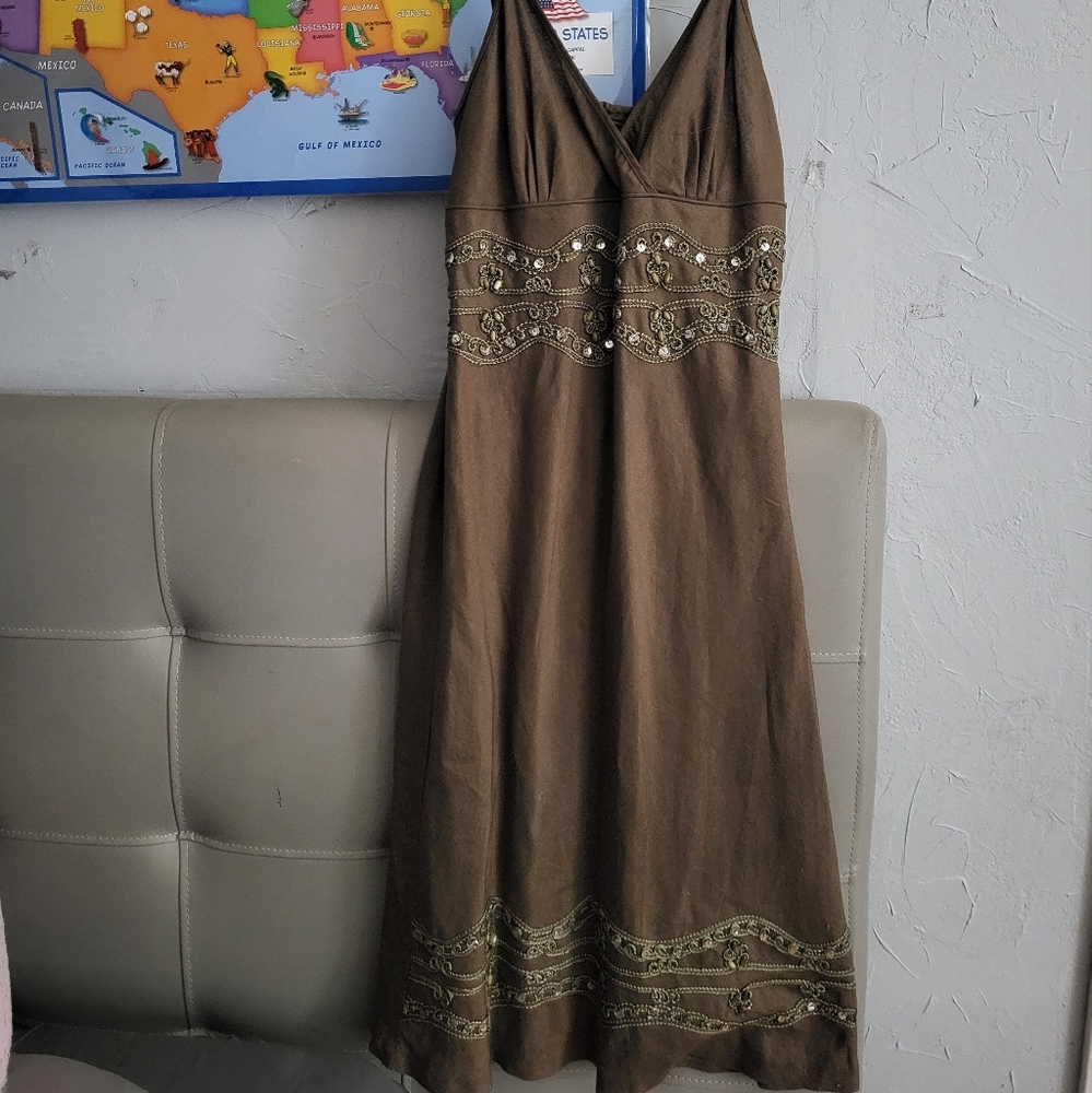 Brown Boho midi dress